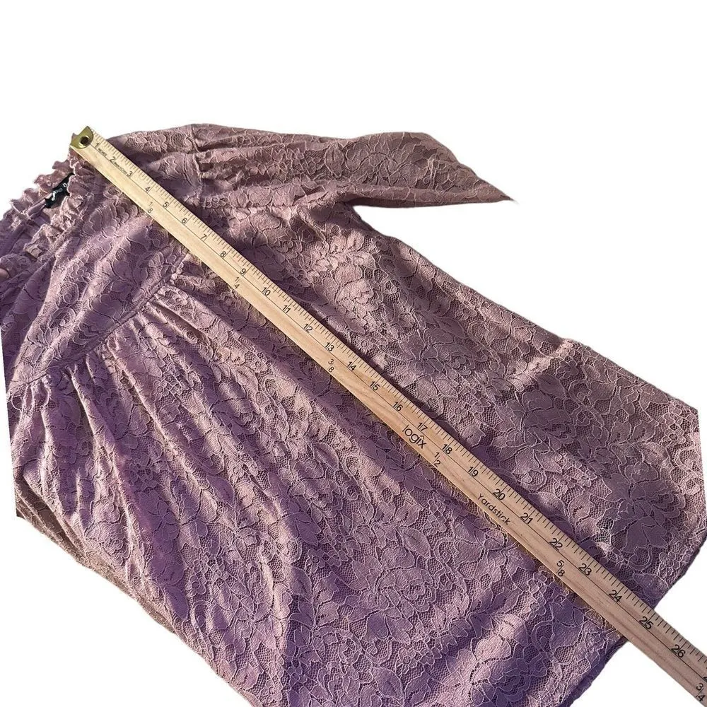 Cable‎ & Gauge Floral Lace High Neck Top Size L Pink Romantic Feminine Chic - Image 8