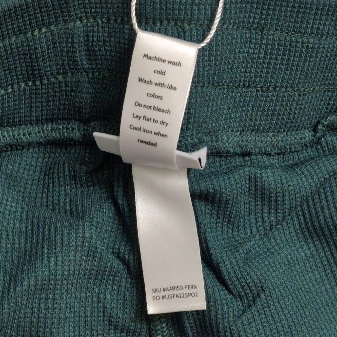 NWT Andie The Wide Leg Pant Fern Green Drawstring Waffle Knit Comfort L - Image 7