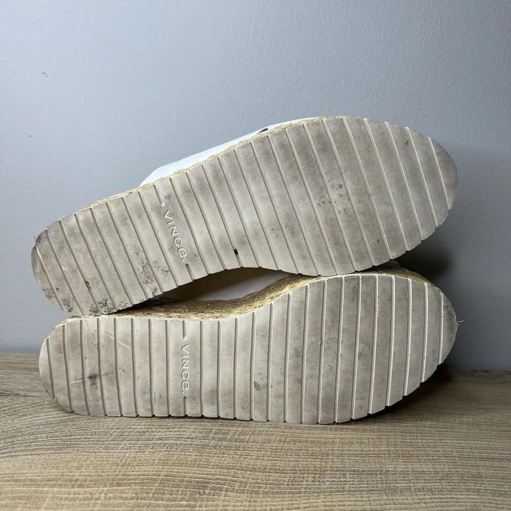 Vince Sandals Women 10M White Leather Jesson Espadrille Jute Wedge Casual Summer - Image 12