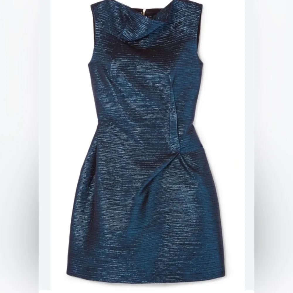 ROLAND MOURET Zonda Metallic Woven Mini Dress - Image 5