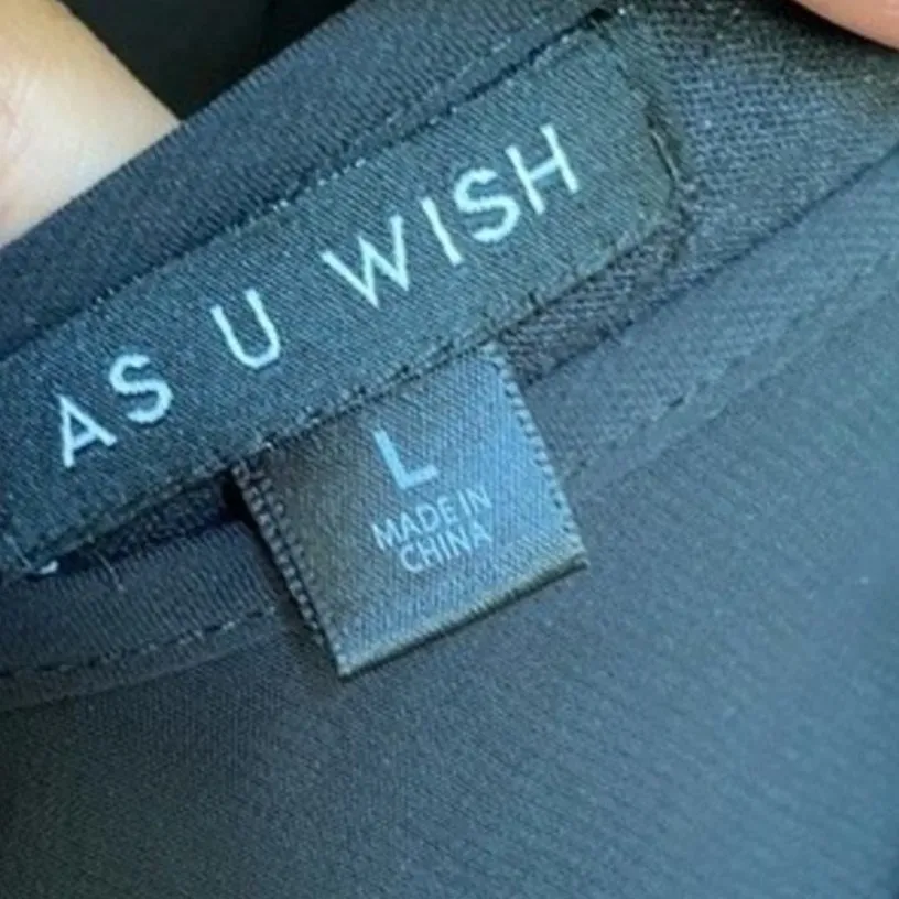 As U Wish black brown sequin tribal open sleeve shift blouson mini dress large - Image 9