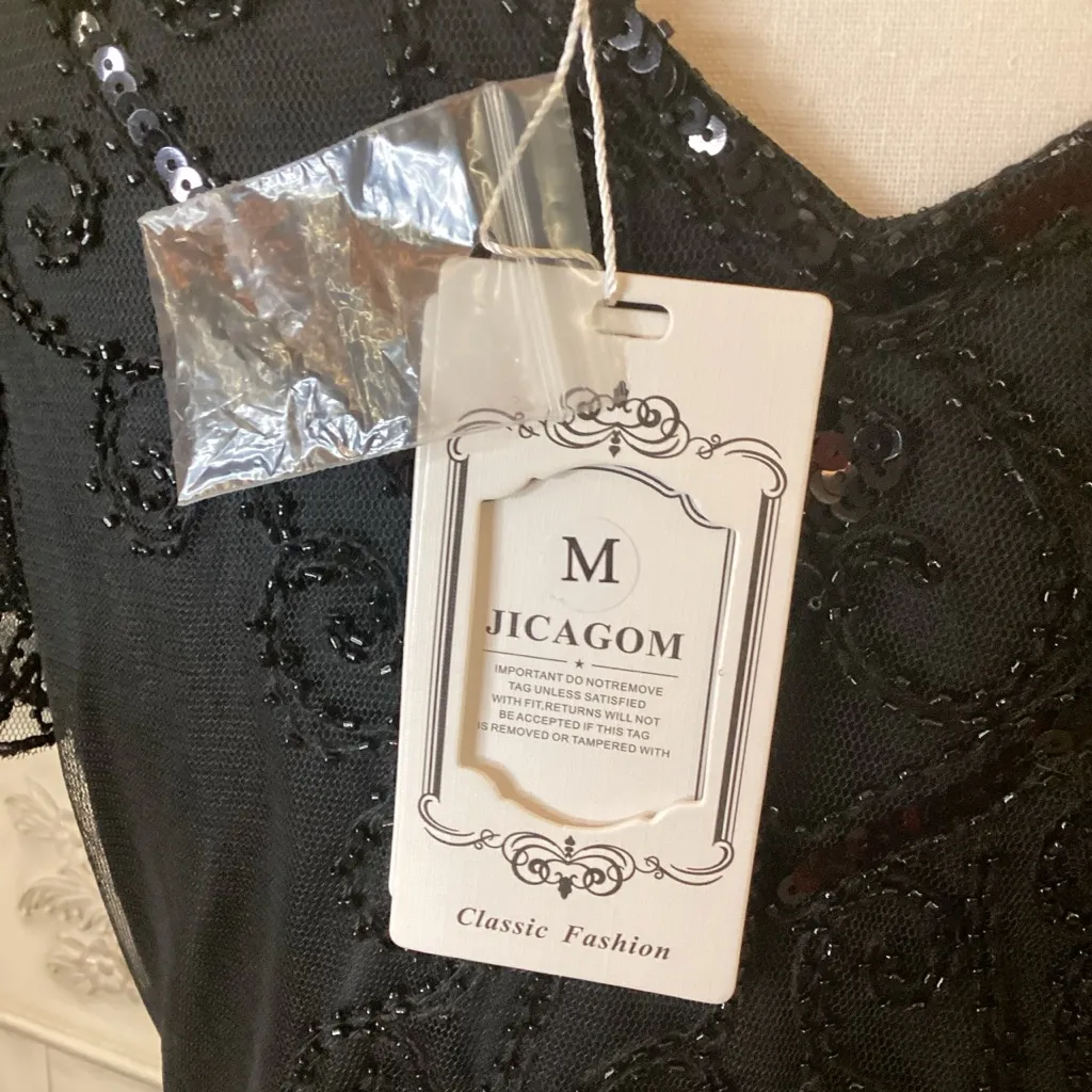 Jicagom Black Sequin Flapper Dress Size M - Image 5
