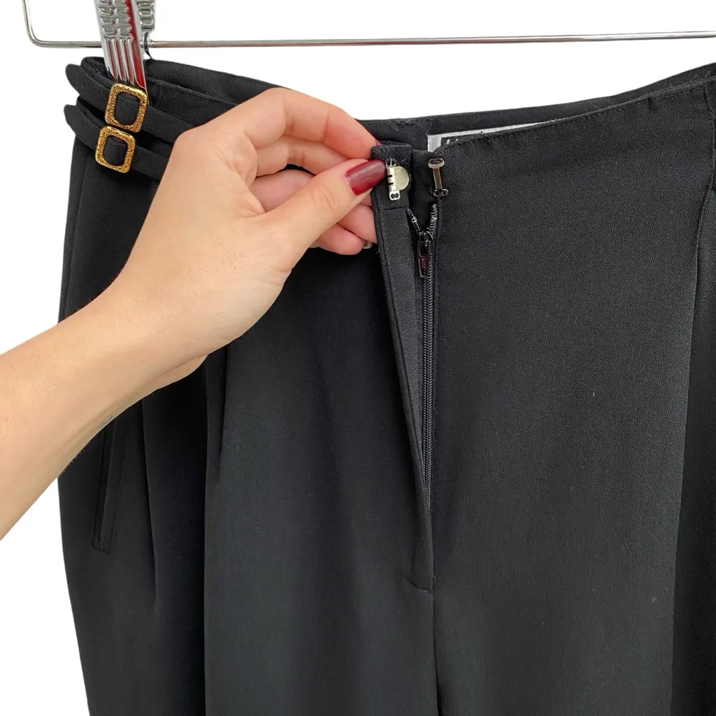 VTG 80’s Trouser Pants With Gold Embellished Buckle Detail Black Size 2 - Image 10