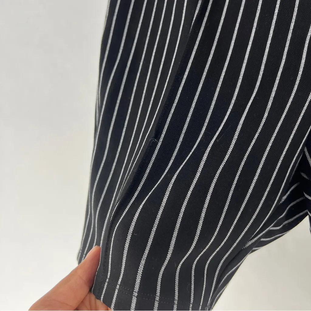 Lovers + Friends Black & White Vertical Striped High Waist Exposed Zipper Shorts - Image 4