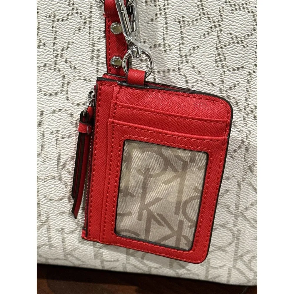 Calvin Klein  Monogram Signature Cream w/Red Satchel Hand-Bag Khaki Logo H7DDJ6YQ - Image 67