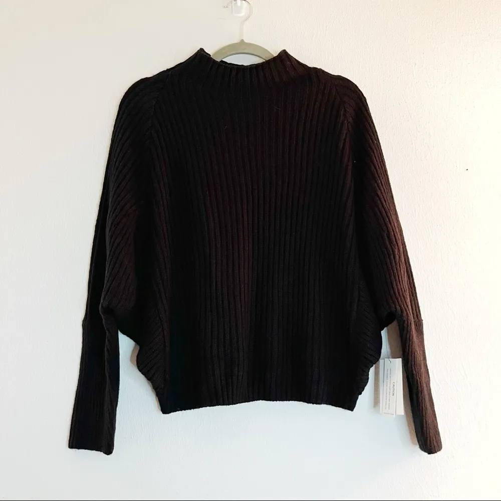 Eloquii Sweater Black Dolman Sleeves Ribbed Mock-Neck Sweater Sz 14/16 (1X) NWT - Image 2