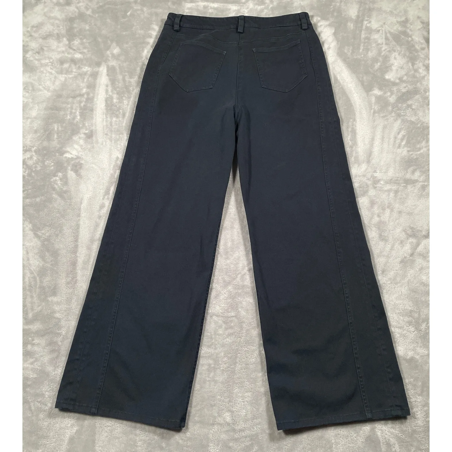 TWP Pants 8 Blue Wide Leg Stretch Casual Chic Quiet Luxury Classic Capsule Twill - Image 2