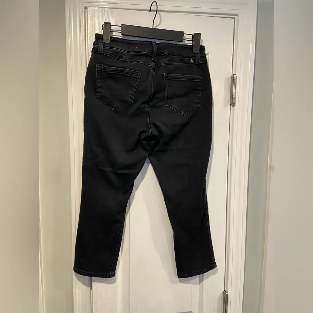 1822 Denim Size 8 Black Cotton Stretch 3/4 Cropped Pedal Pusher Jean Pants Short - Image 2