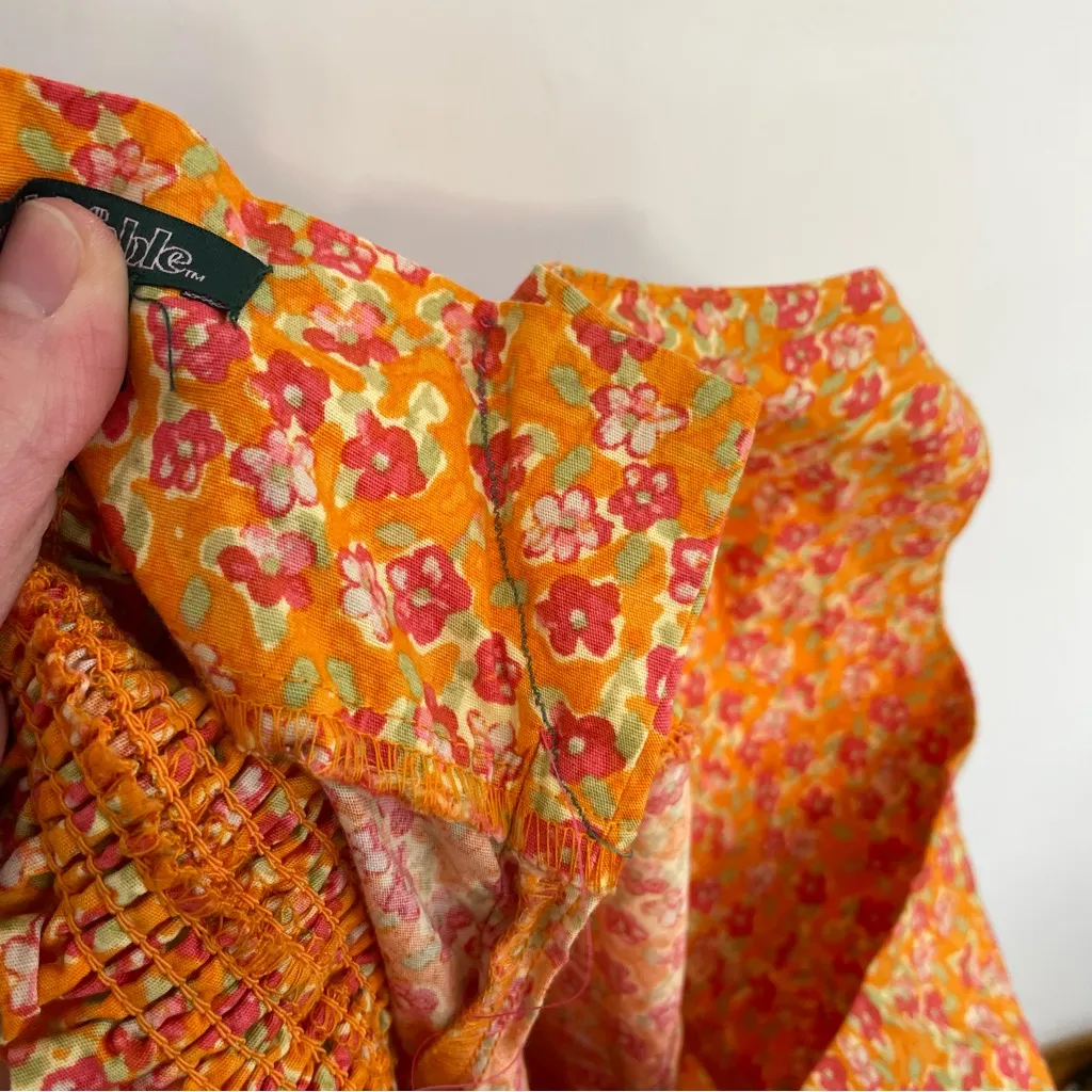 WILD FABLE Sleeveless Woven Bodycon Dress Orange Red Floral Mini Y2K 90s ALTERED - Image 13