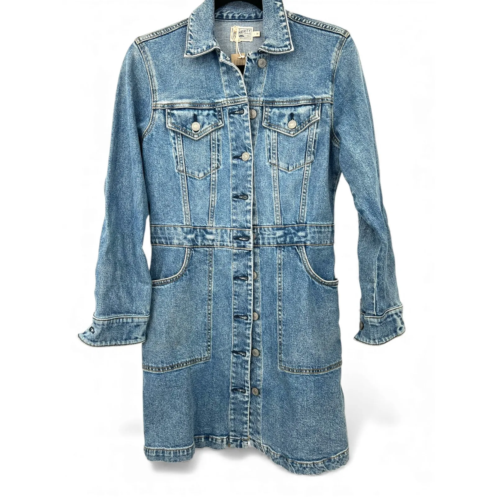 NWT Faherty 2 / S Denim Michelle Dress Sea Bright Wash Jean Mid Length Jacket - Image 4