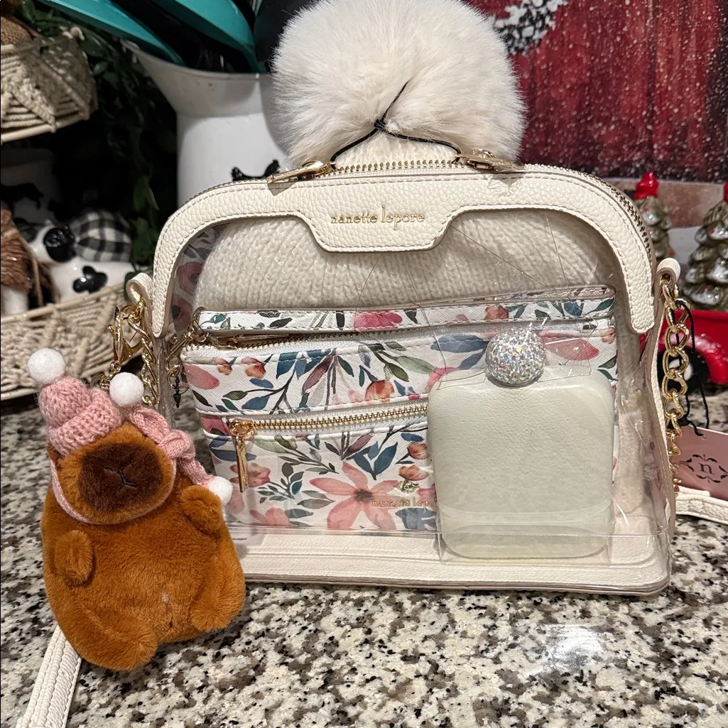 Nanette Lenore Floral Transparent Handbag with white/cream Accents - Image 2