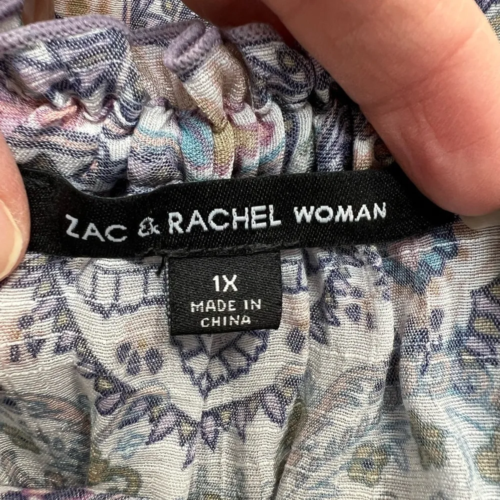 Zac &‎ Rachel Paisley Floral Tiered Ruffle Bell Sleeve Peasant Boho Top Size 1X - Image 7