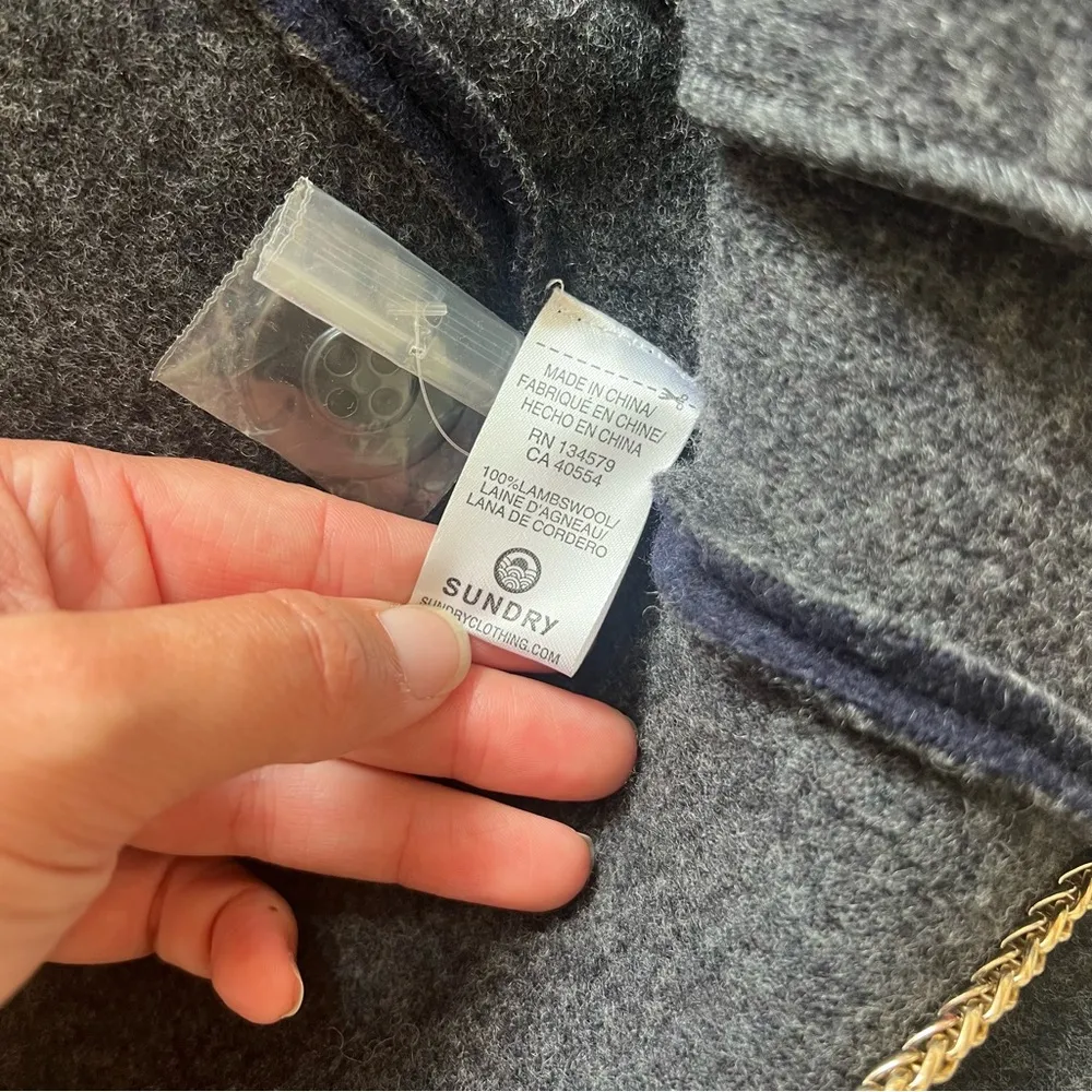 Sundry Navy Lambswool Nautical Pea Coat Cardigan blazer Sweater Coat sz 0 xSmall - Image 6