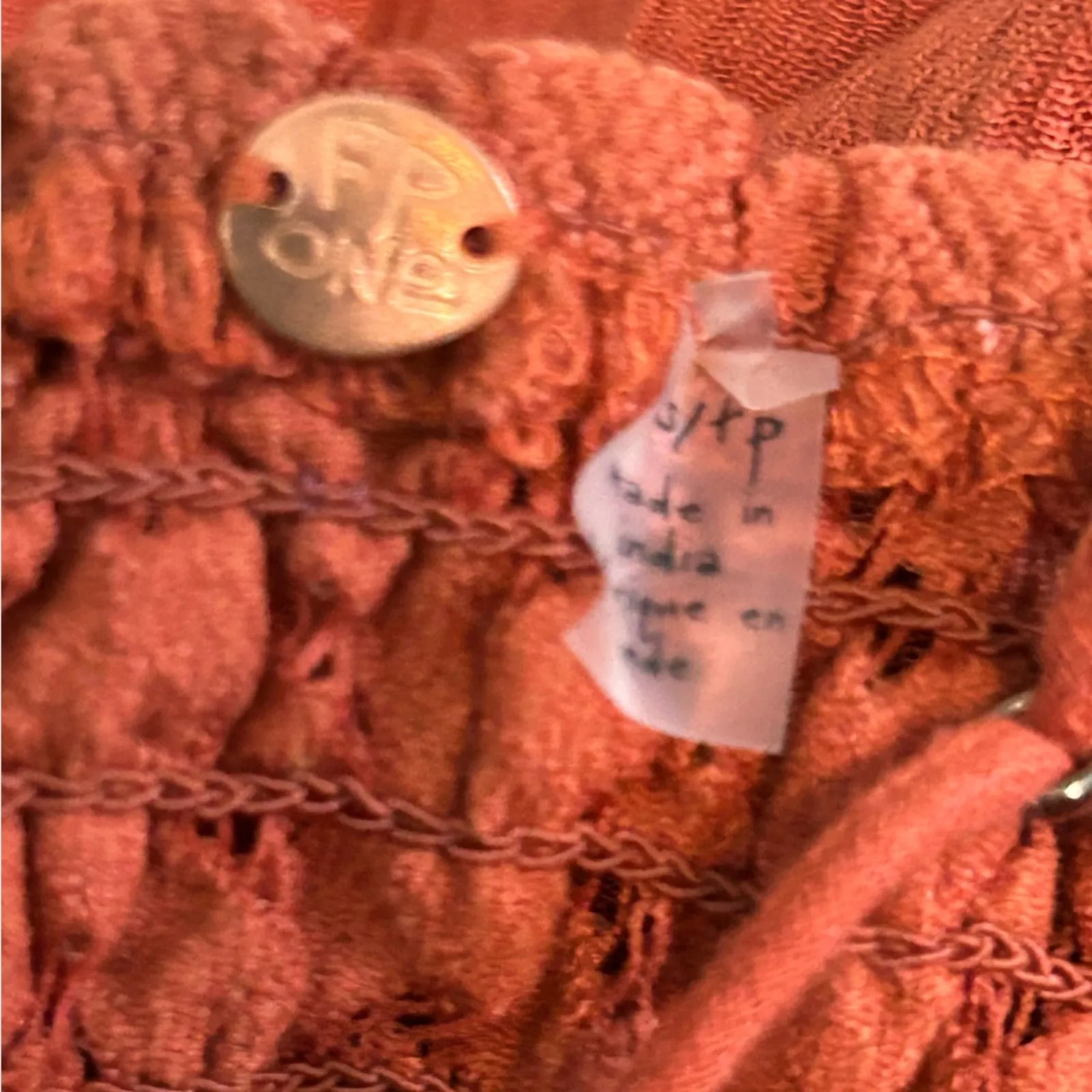 Free People Adella Cami XS Rust Lace Peplum “Winding Roads” Top NWT - Image 11