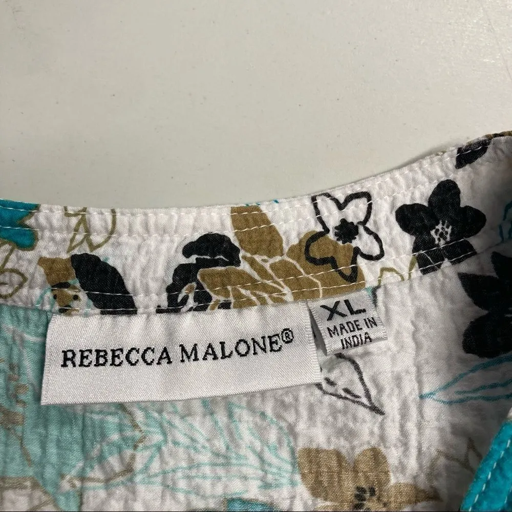 REBECCA MALONE Women’s Top XL Multicolored, button down Crepe material floral - Image 7