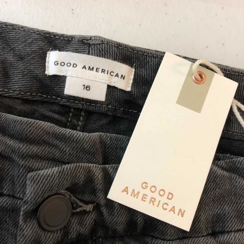 Good American Womens Good Curve Skinny Jeans Crossover Waistband Stretch Gray 16 - Image 4