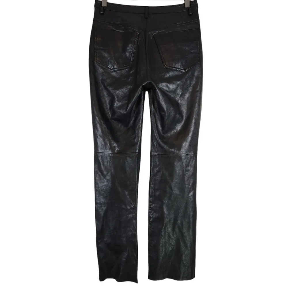 Vintage BEBE Leather Straight Leg Pants Size 4 - Image 2