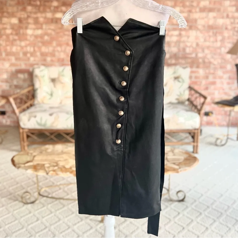 Bardot Black Faux Leather Tie Waist Pencil Skirt NWT 6 - Image 11