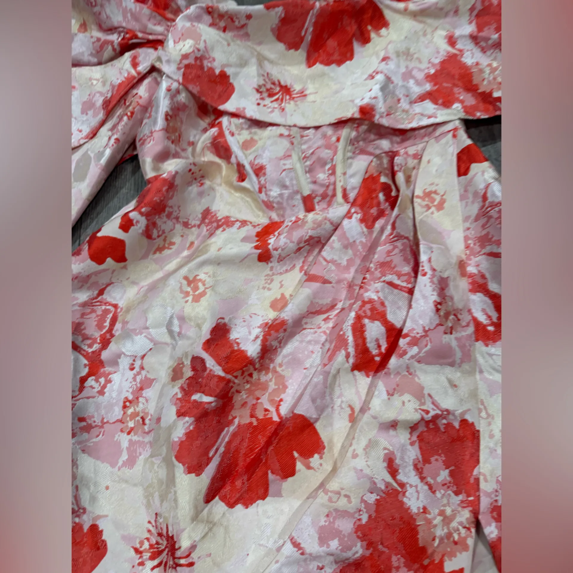 ASOS Red Floral Off-Shoulder Mini Dress - Image 13