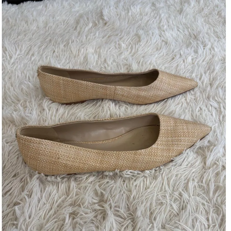 Sam Edelman Woven Straw Pointed Toe Ballet Flats Beige Shoes Size 9 Timeless - Image 3