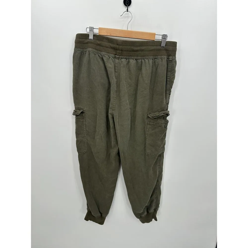 Aerie Green Cargo Joggers Women Large Drawstring Lyocell Grunge Gorpcore Pockets - Image 2