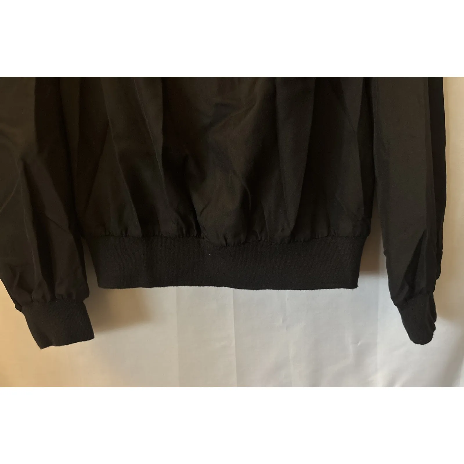 Vtg Ship N Shore Women's Black Blouse Nylon Feel Elastic Waist Light Collared M Size M - Image 4