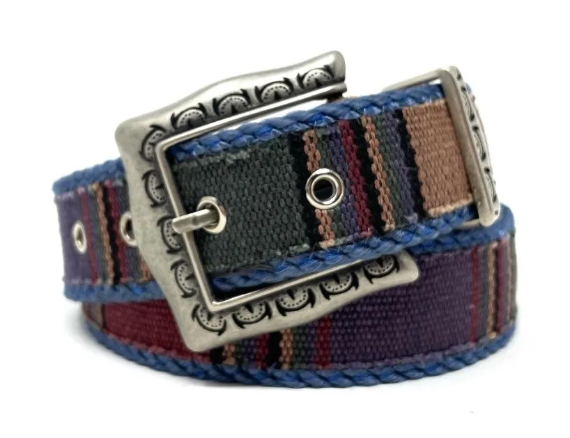 Century Canada Southwestern Belt Size Small Aztec Boho Silver Hardware Sz S Blue - Image 1