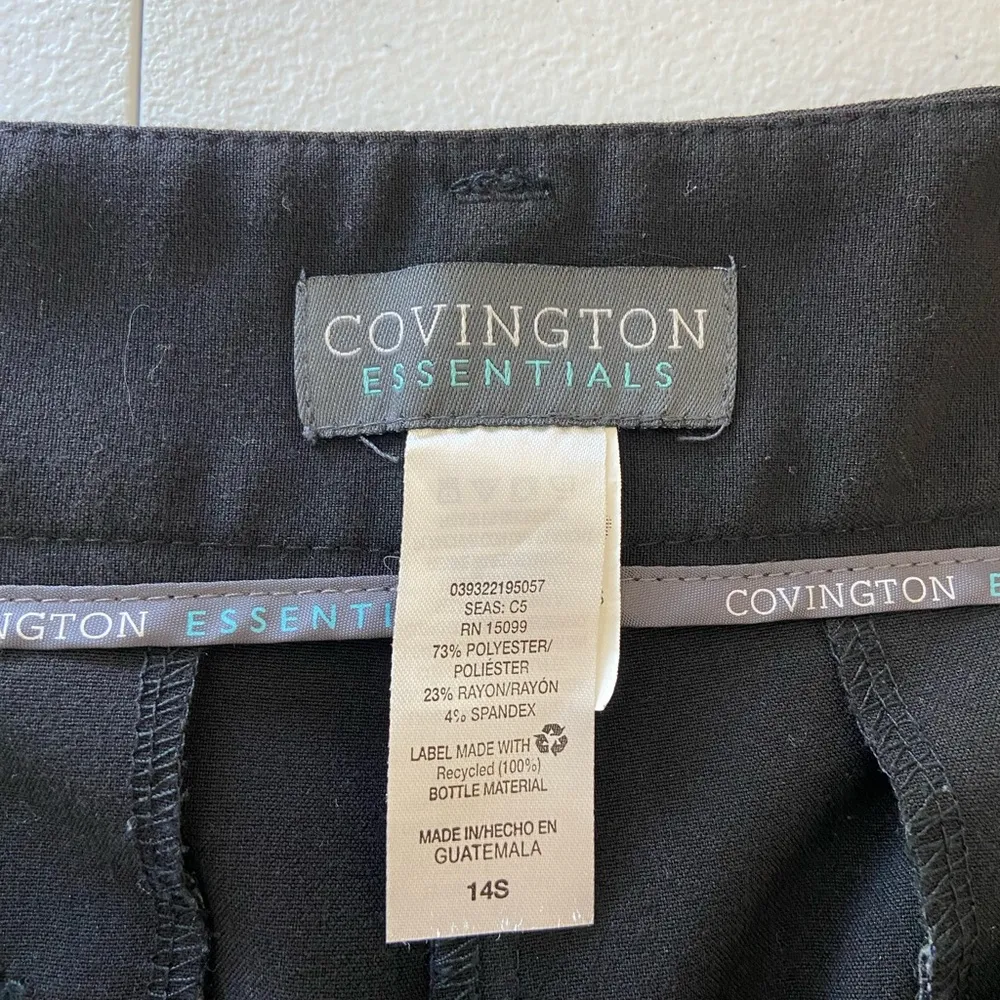 NWOT Covington Essentials women’s solid black flat front dress pants trousers 14 - Image 5