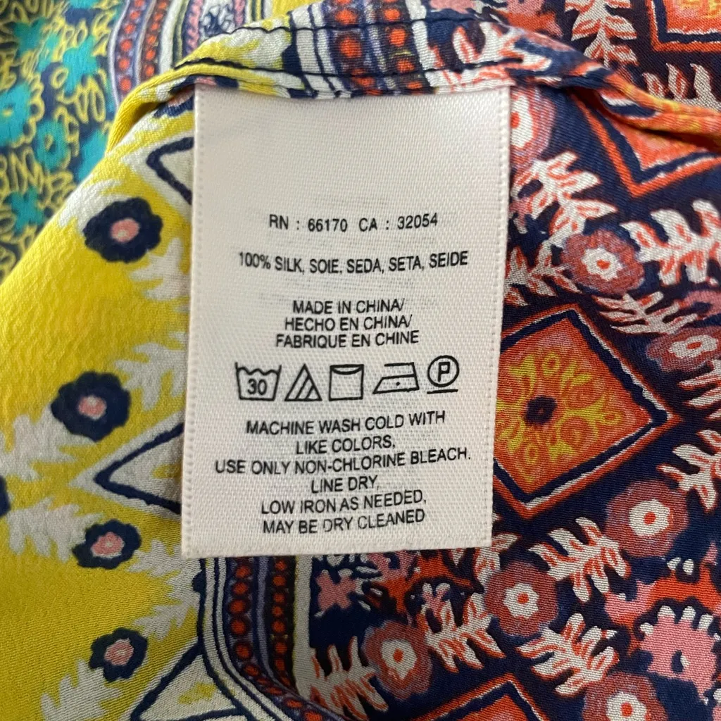 Maeve Anthropologie Sapelo Tank Top Blouse 100% Silk Boho Colorful Women Size 8 - Image 6