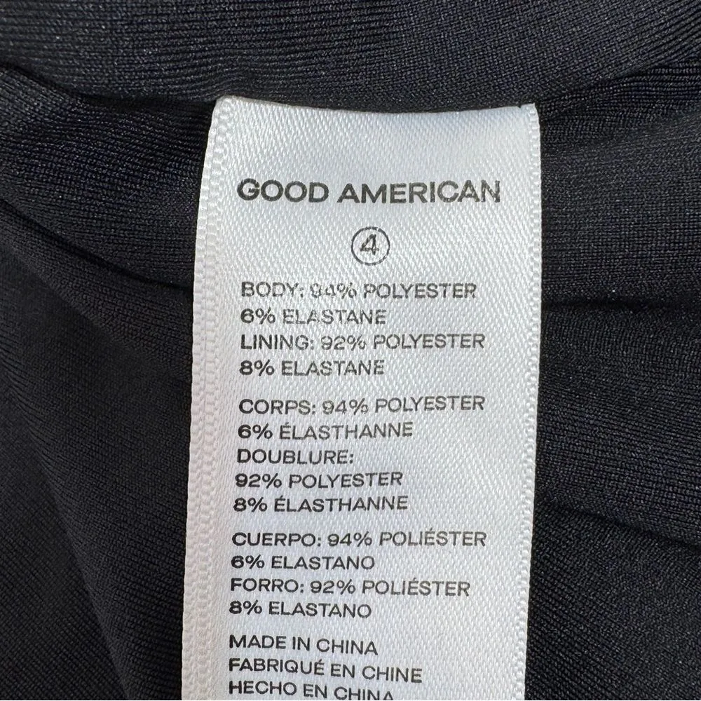 Good American All Day Ribbed Velvet Deep V Neck Bodysuit Black 4 XL - Image 13