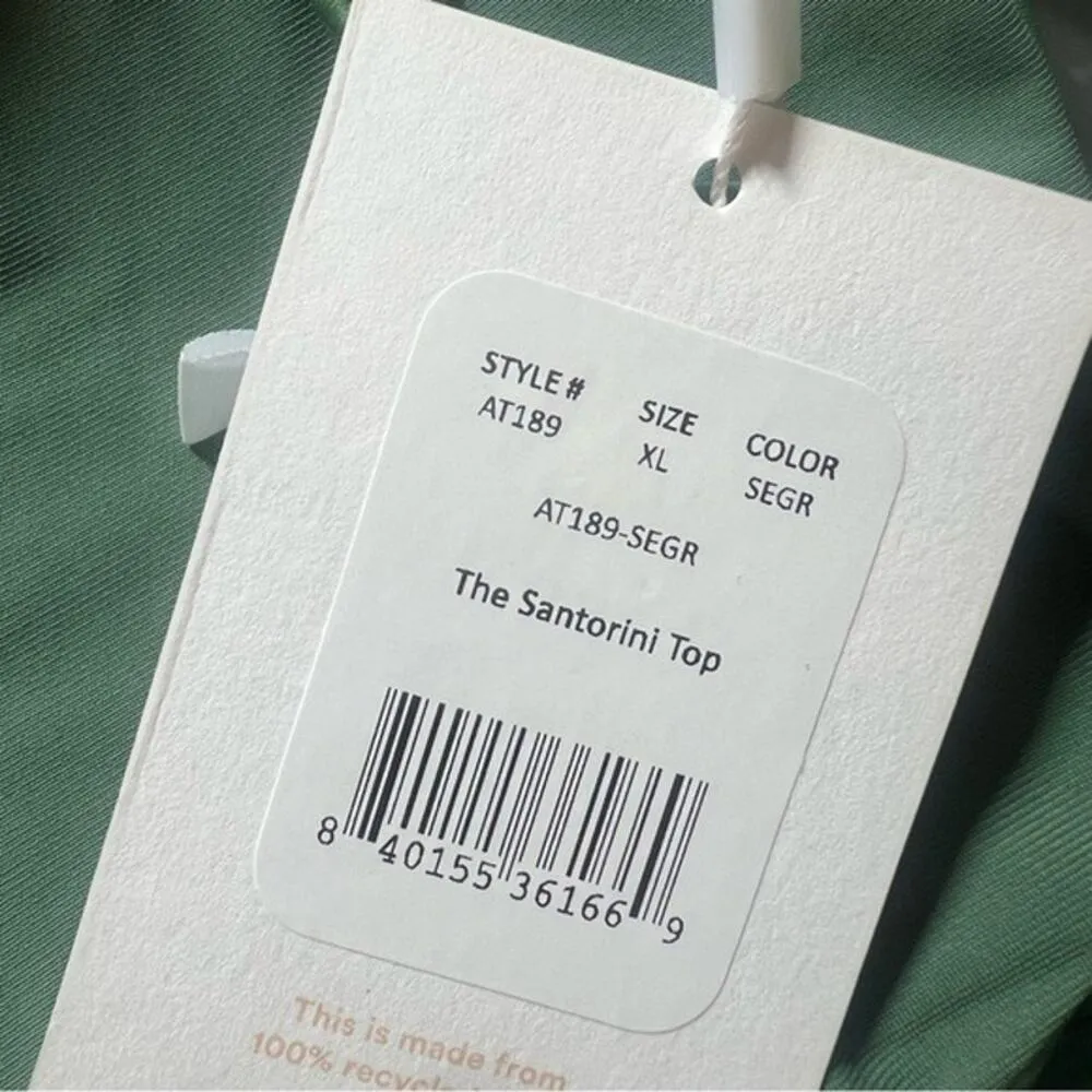 NWT Andie Swim Santorini Triangle Knot Front Bikini Top XL Sage Sea Green #3164 - Image 6