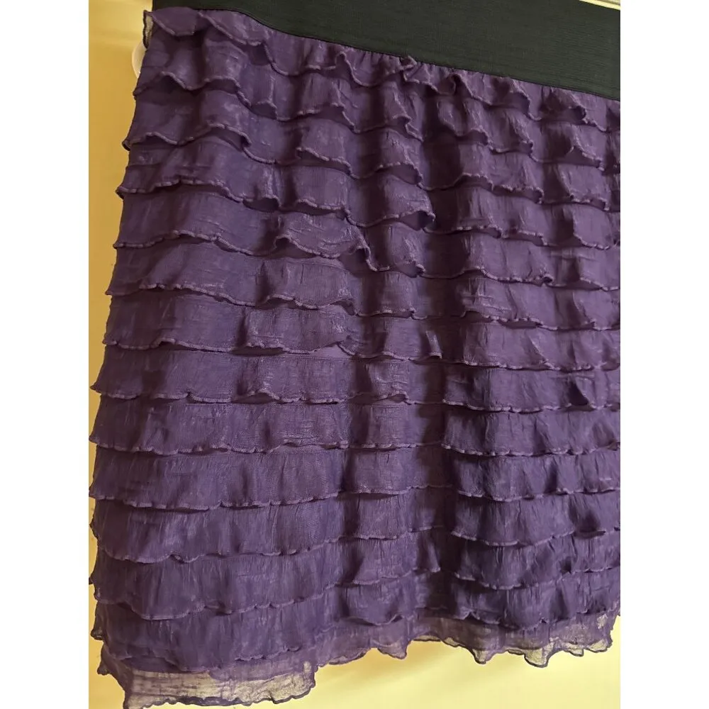 Express Purple Ruffle Mini Skirt Size 1 Polyester & Spandex - Image 2