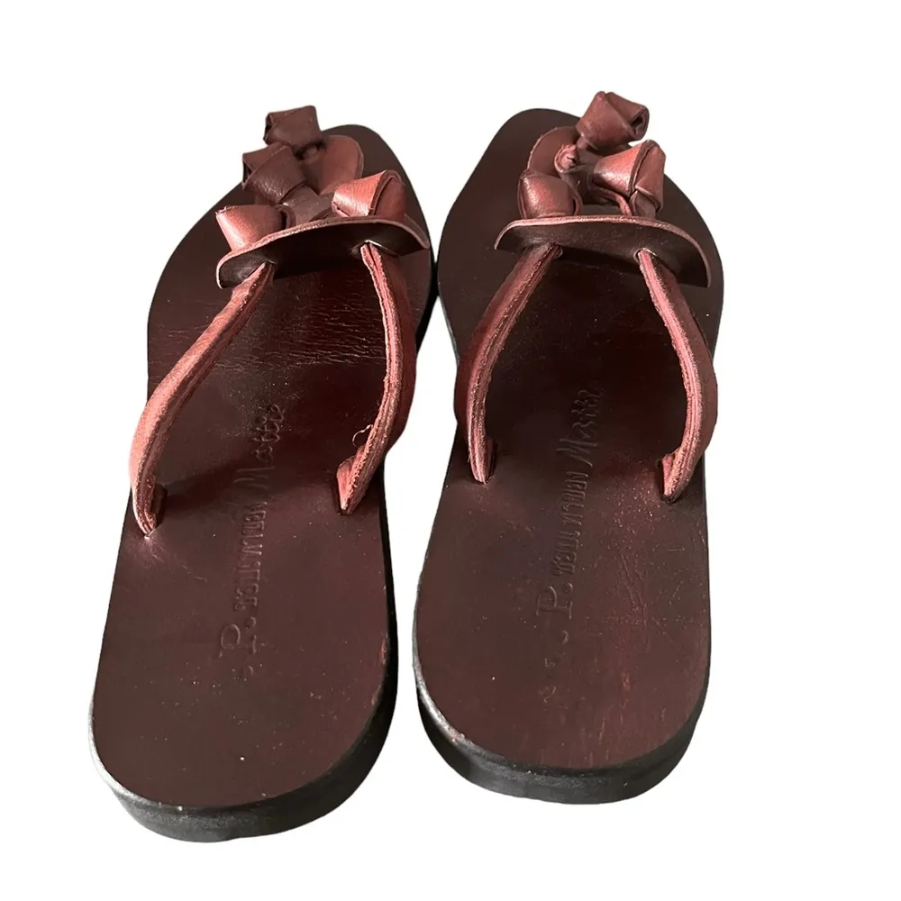 J.P. & Mattie Leather Handmade Thong Sandals Brown Size 7 - Image 4