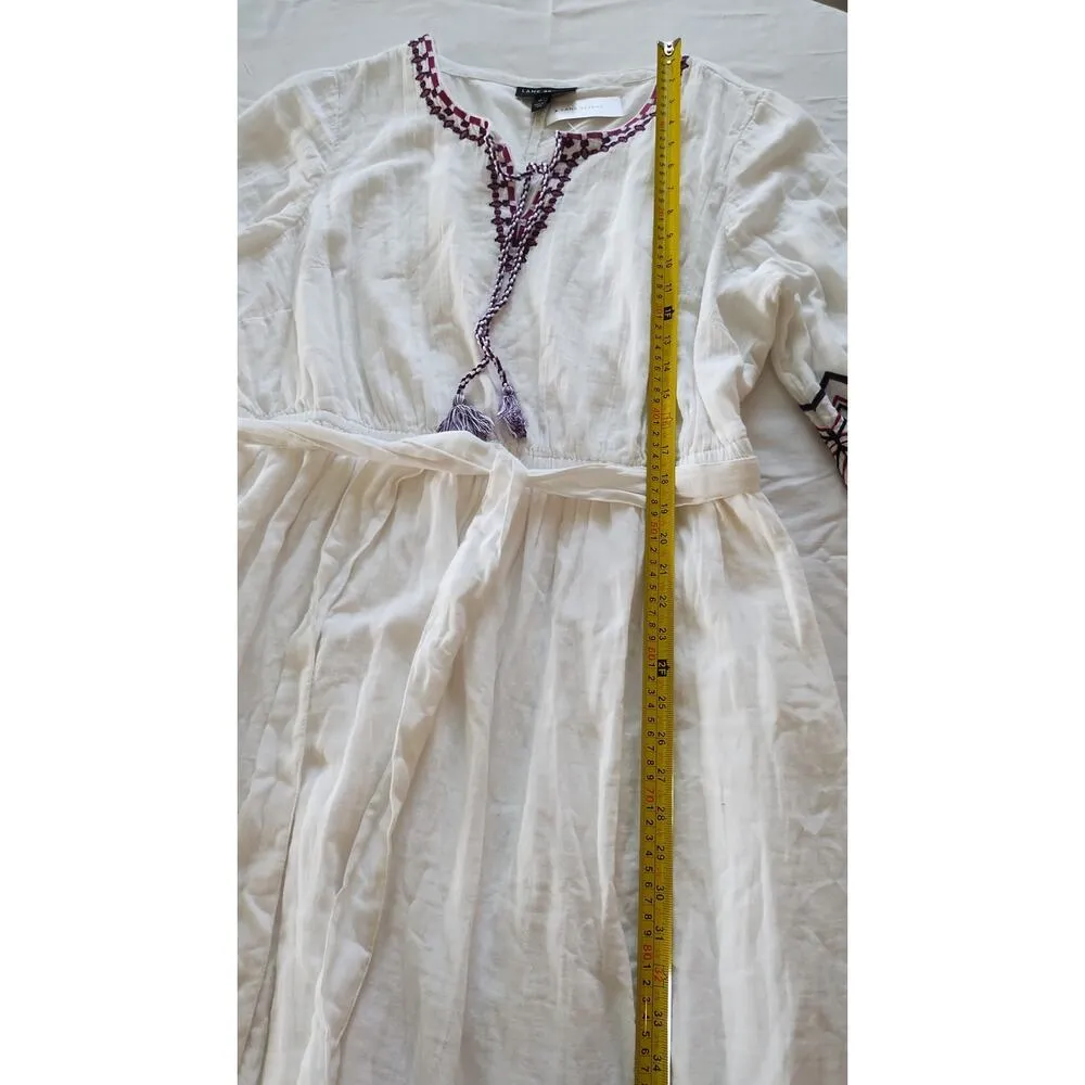 NTW Lane Bryant Size 18 WHITE COTTON GAUZE BOHEMIAN DRESS PURPLE EMBROIDERY - Image 11