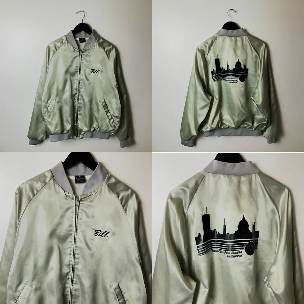 Vintage Hilton Bill Twin Cities Paul Bunyan Invitational Satin Bomber Jacket - Image 14