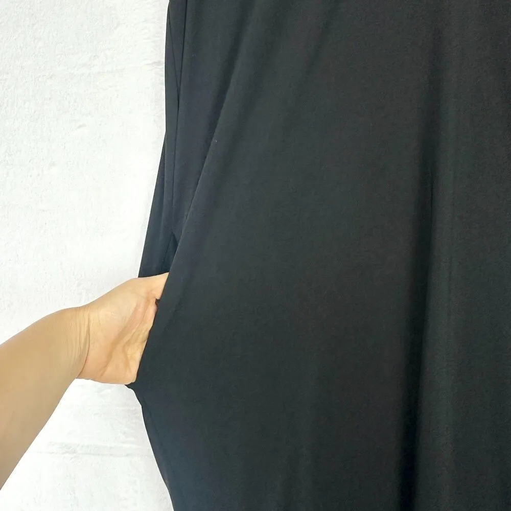 Joseph Ribkoff Silky Knit Cocoon Dress Size 8 Black Short Sleeve Hi Low - Image 3