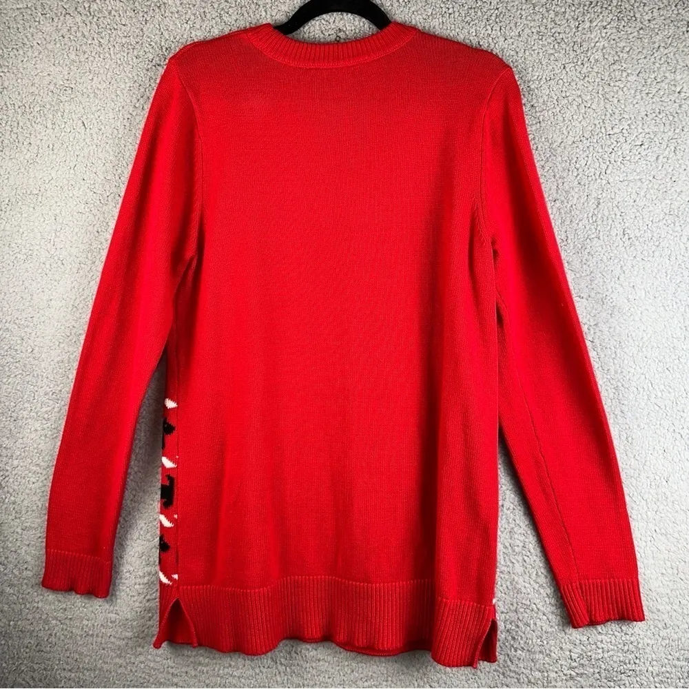 Modcloth Sweater Womens Medium Red Terrier Dogs Christmas Stockinette Stitch - Image 6