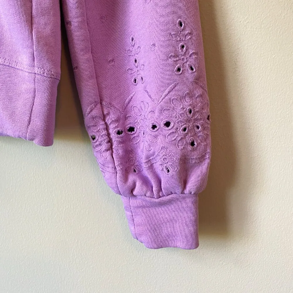 Halogen Women's Size Small Eyelet Purple Crewneck Pullover Sweatshirt Romantic - Image 10