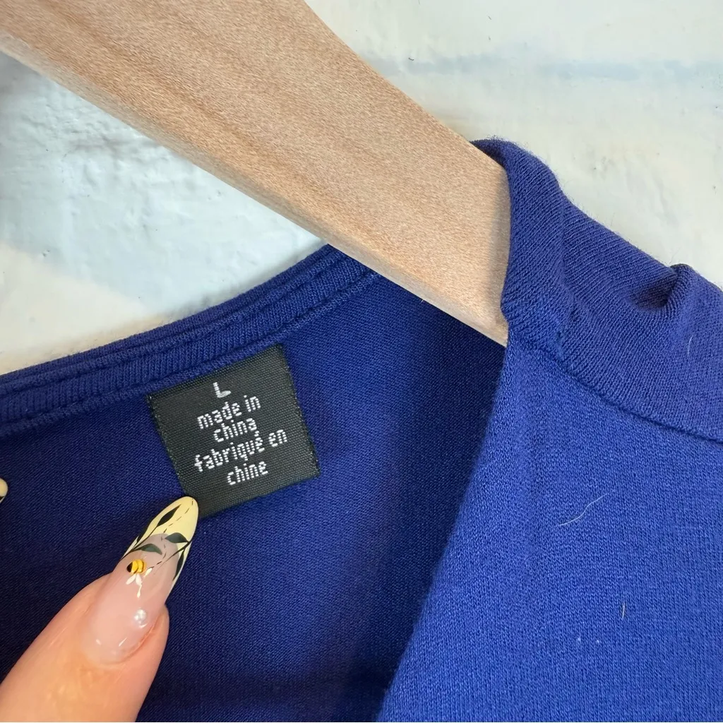 ISDA & CO Royal Blue Wrap Dress Pockets Elastic Waist V - Image 3