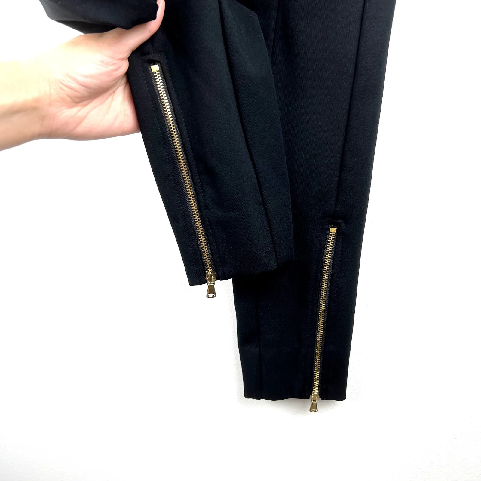 Ann Taylor LOFT Black Ponte Knit Ankle Zip Leggings 2 XS Business Casual - Image 6