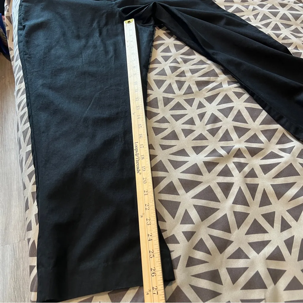 J. Crew Linen Cotton Blend Sailor Pant Black Ankle Crop Button Pocket Size 14 - Image 14