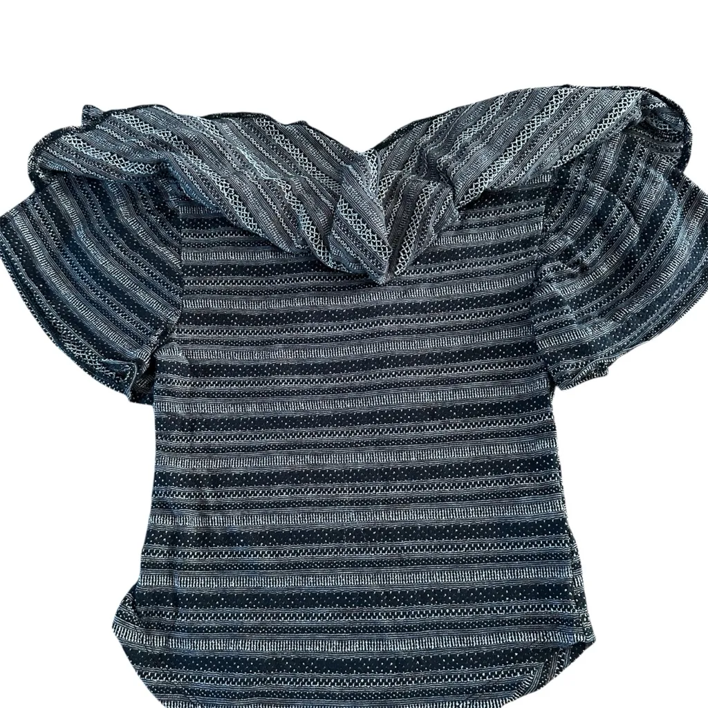 Free People Black Combo Off-Shoulder Ruffle Smocked Top | Size Large - Image 15