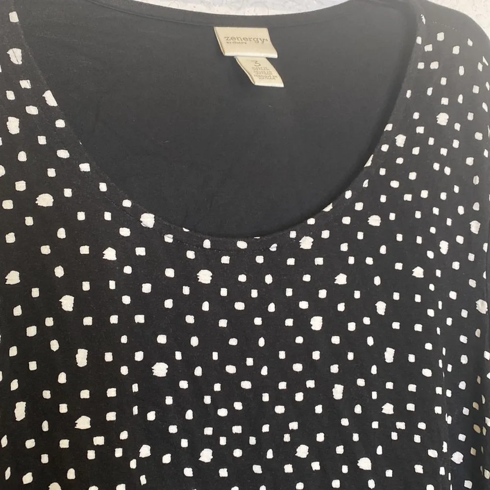 Zenergy by Chico’s Janelle Dot Print Tunic Top EUC Sz 16 3/4 Sleeves Stretch - Image 4