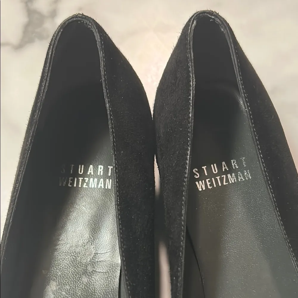 Stuart Weitzman Black Suede Flats with Pointed Toe - Image 3