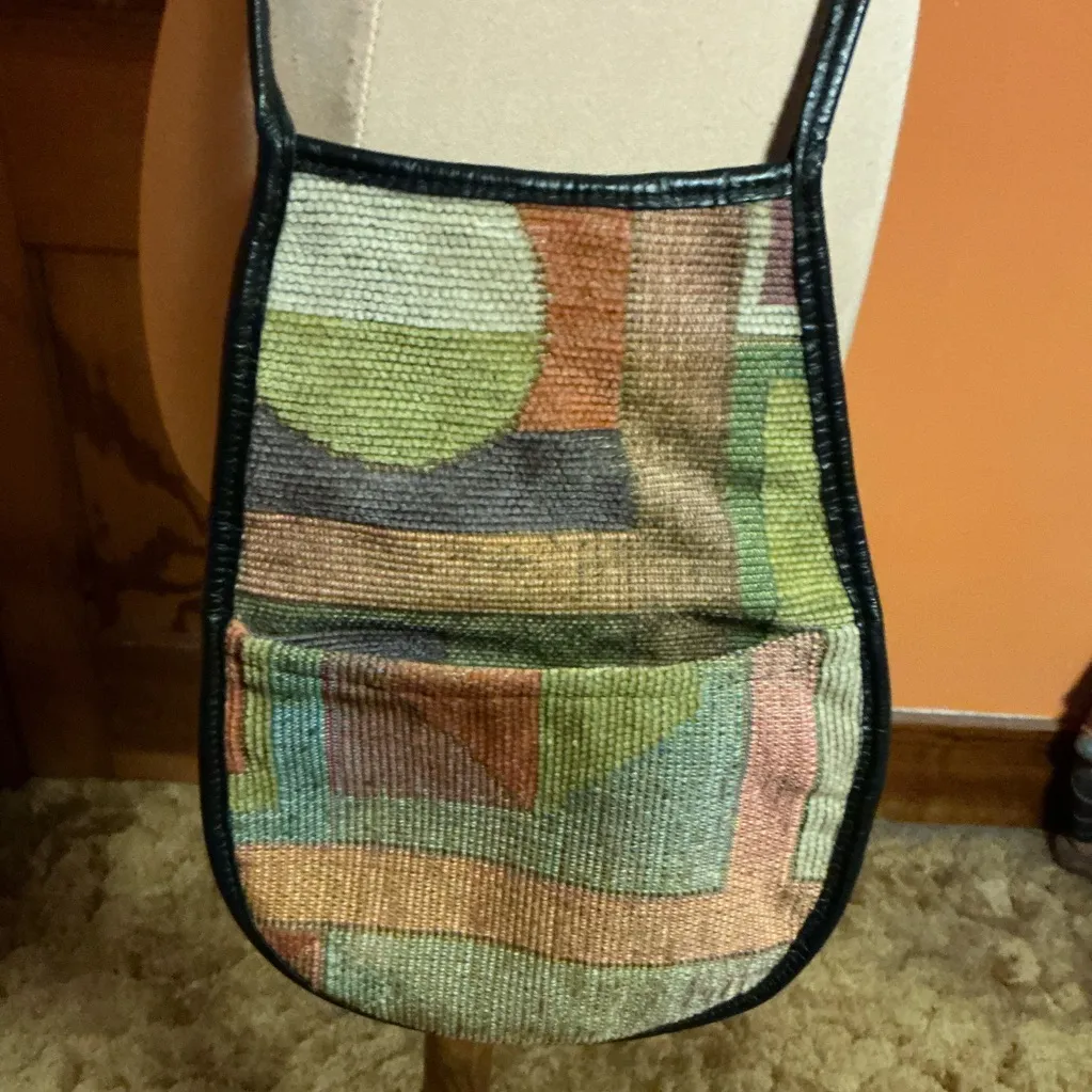 Vintage Abstract Crossbody Bag 90s Boho Fabric Purse Small Artisan Shoulder Bag - Image 12