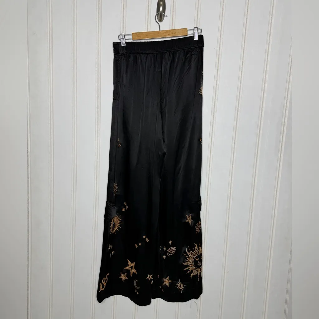 Johnny Was Estrella Black and Gold Wide-Leg Cargo Pants Sz Small - Image 4