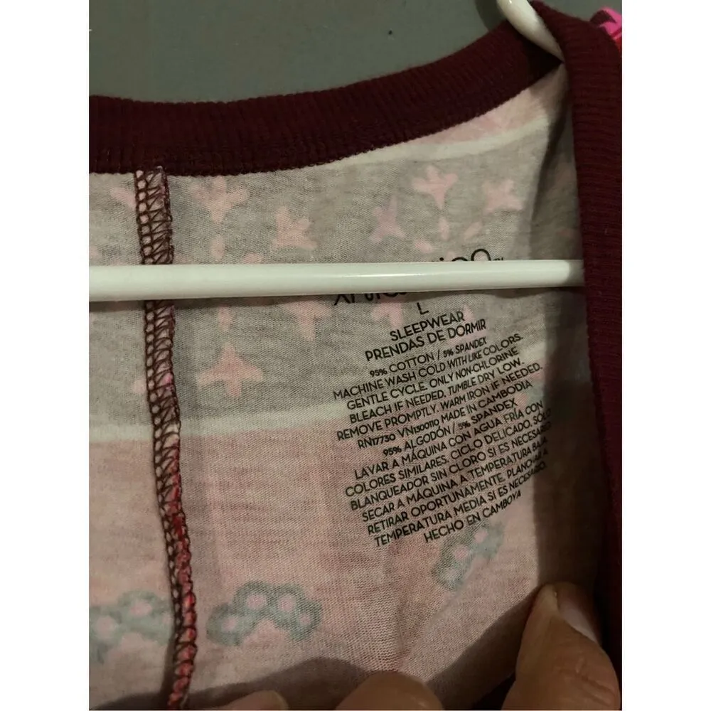 Xhilaration Pink Purple Long John Long Sleeve Jogger Jumpsuit Size Large - Image 5