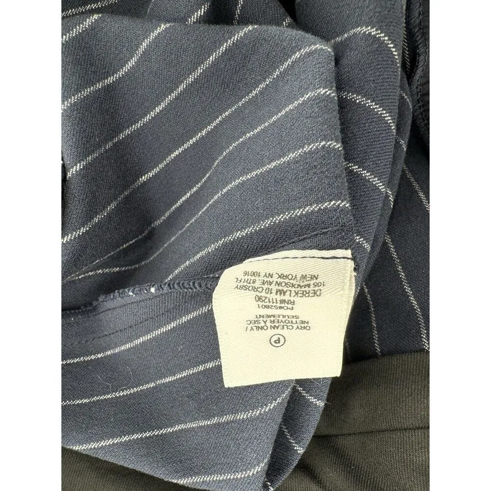 Derek Lam 10 Crosby Pants Sz 4 Flare Navy Career Office Cotton Striped Trouser​ Blue - Image 13
