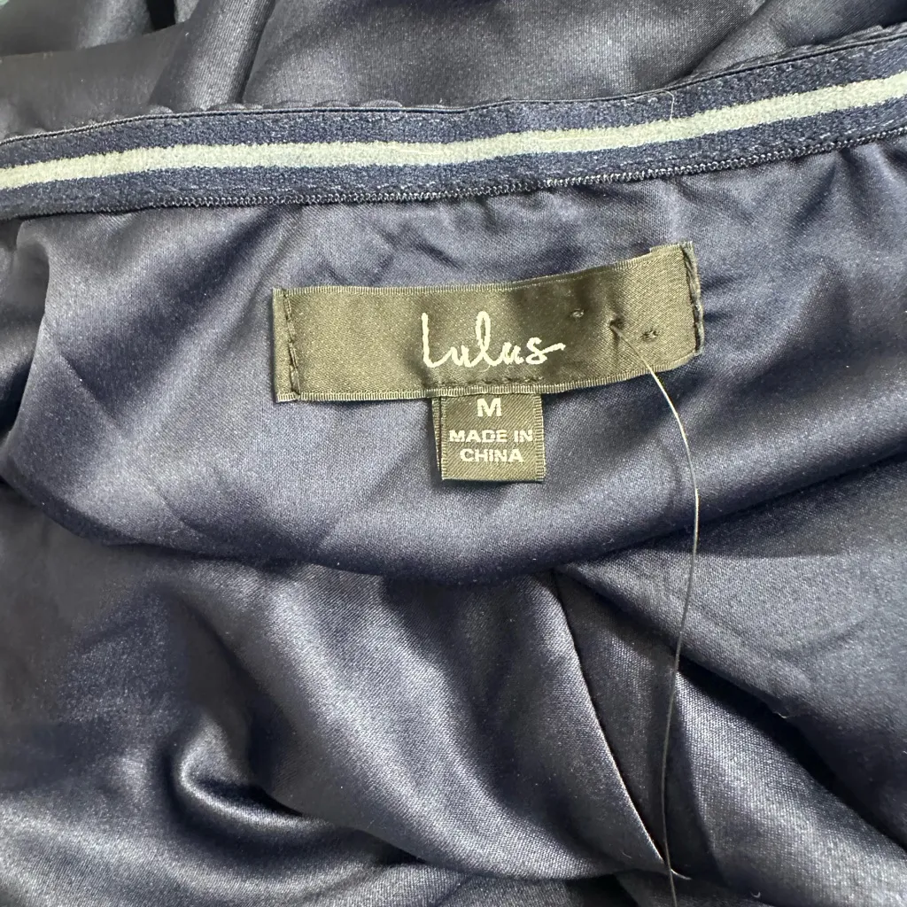 Lulu's Midnight Blue Satin Dress Size M - Image 2