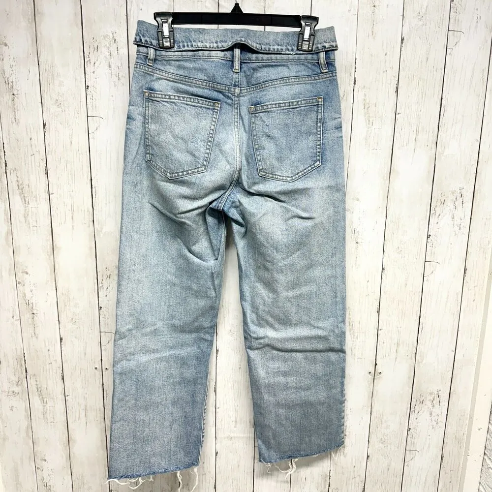 Pistola Jeans Women Size 27 Distressed Wide Leg Cotton High Waisted Rolled Hem - Image 4